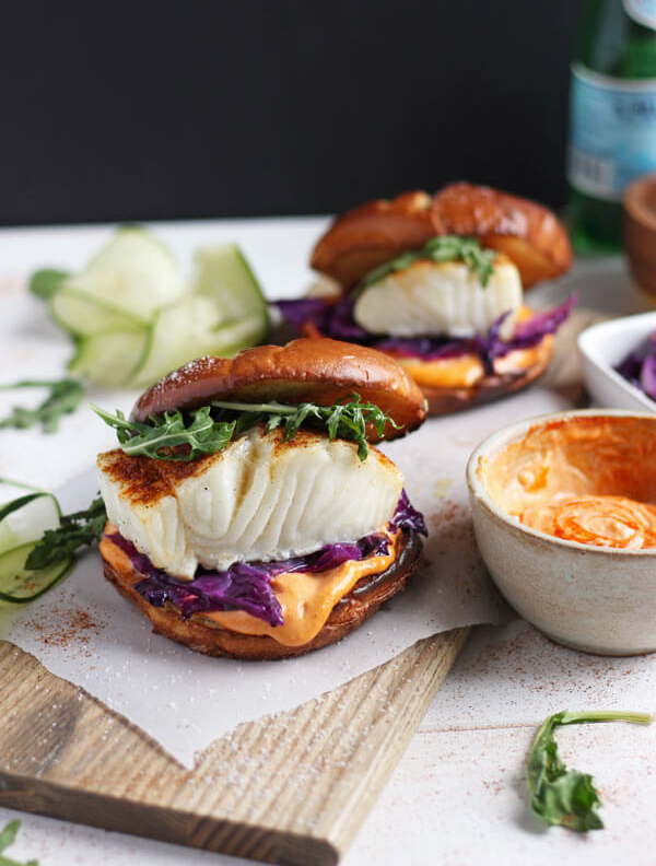 Blackened Fish Burger with Sriracha Mayo